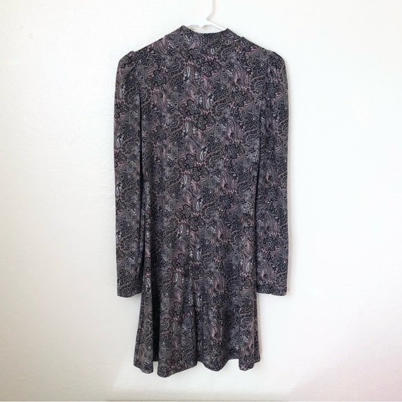 SO Paisley Pattern Mock Neck Long Sleeved Dress - Picture 3 of 5